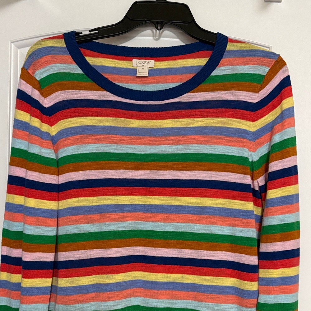 J. Crew Rainbow Striped Long Sleeve Crewneck Sweater